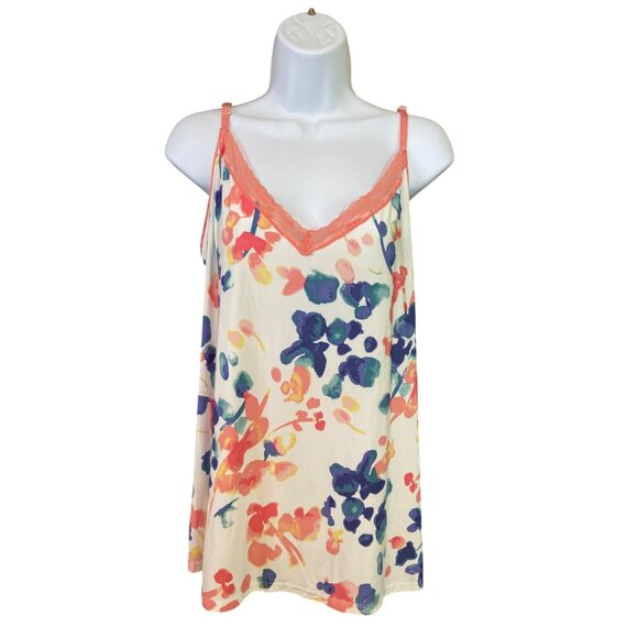 Ambrielle XXL Floral Cami Top Lace Trim Adjustable Straps Lounge Sleepwear - Picture 1 of 8